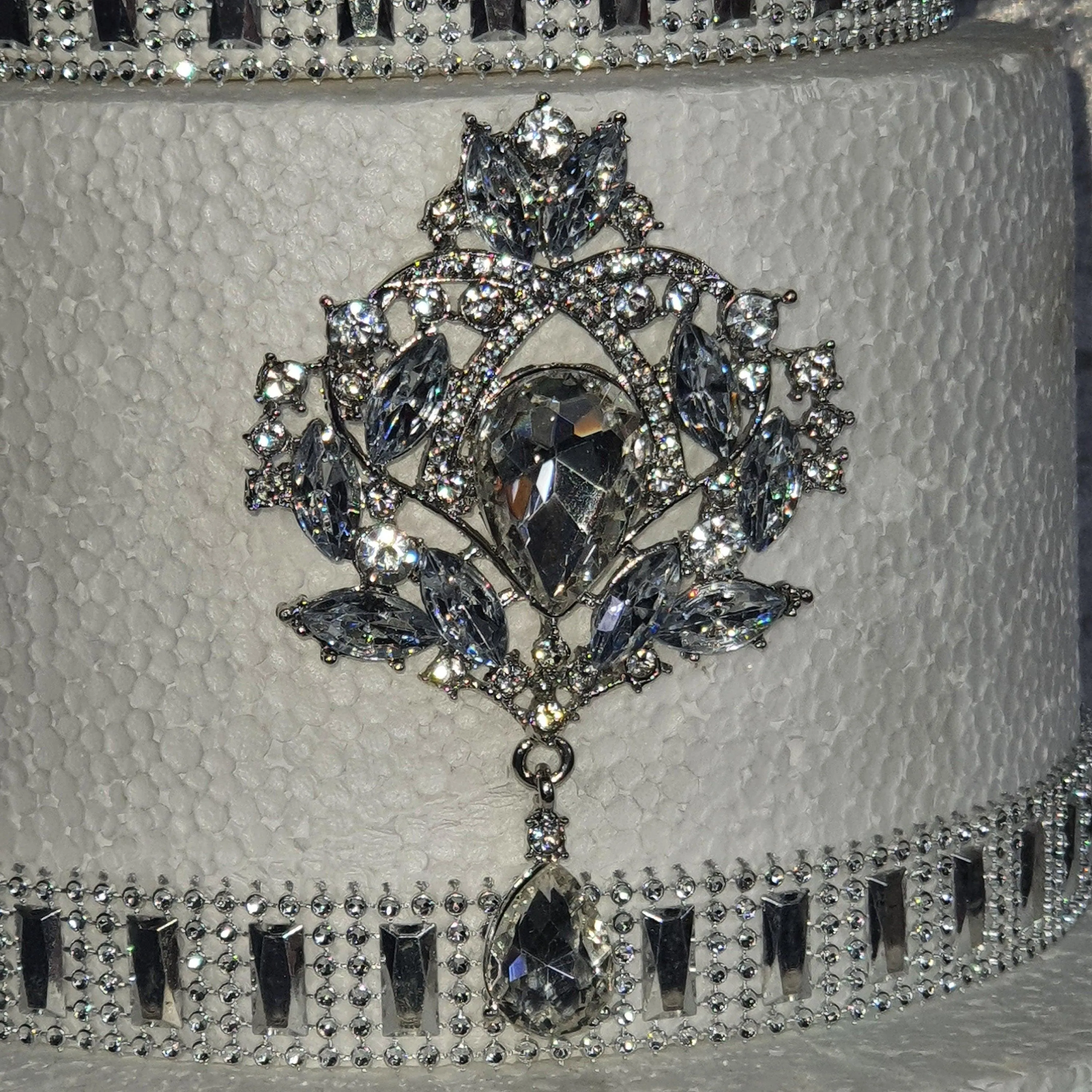 Cake brooch, Droplet style crystal rhinestone cake decoration by Crystal wedding uk