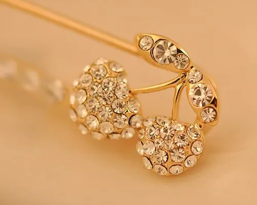 Cherry Crystal Brooch Pin