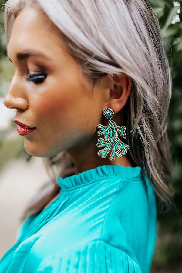 Chic And Charming Beaded Earrings In Turquoise