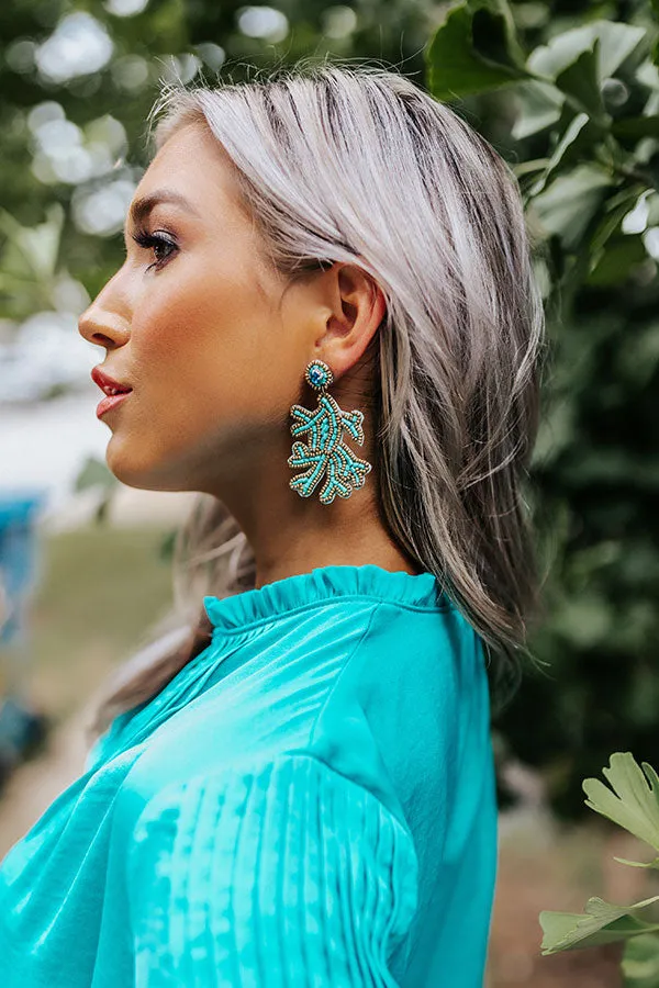 Chic And Charming Beaded Earrings In Turquoise