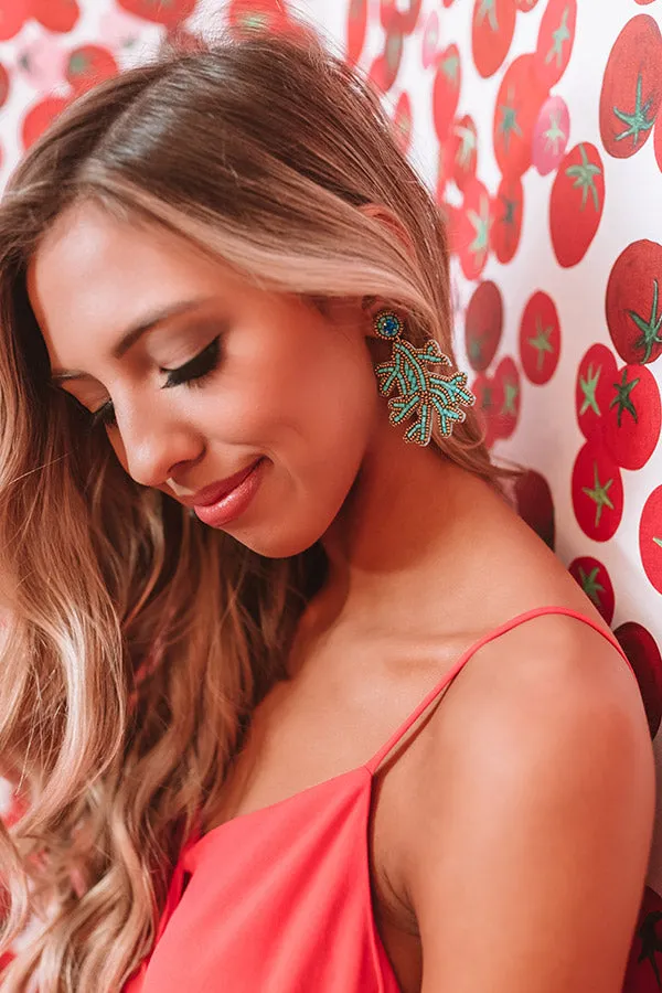 Chic And Charming Beaded Earrings In Turquoise