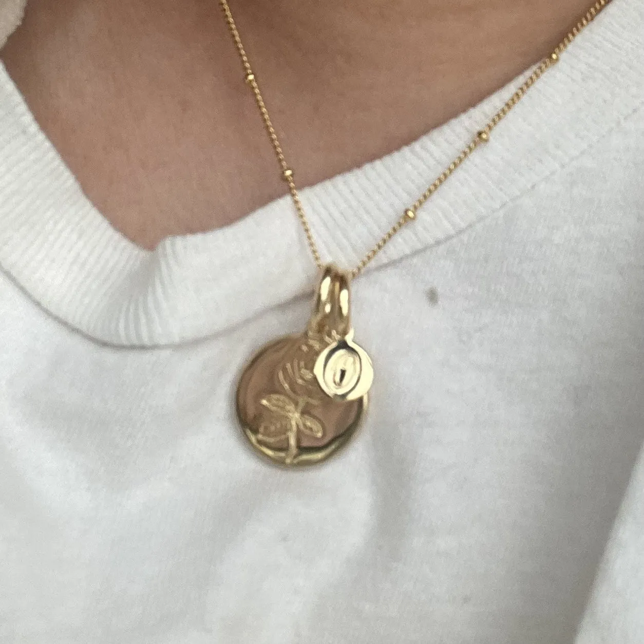 Chrysanthemum Necklace With Initial - November Flower