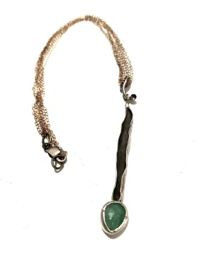 Chrysoprase, Blue Topaz, and Leaf Neckpiece on 22k Vermeil chain