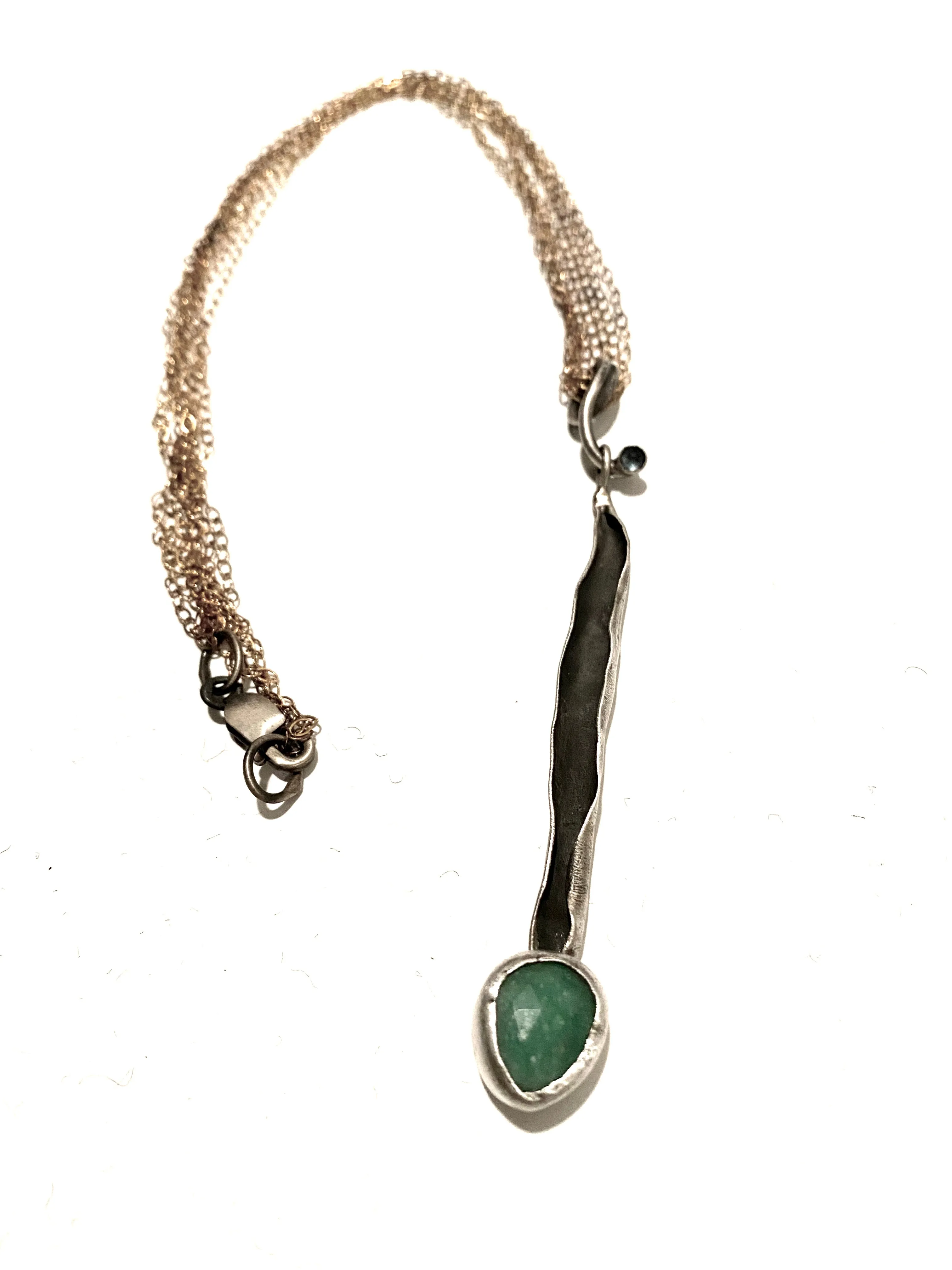 Chrysoprase, Blue Topaz, and Leaf Neckpiece on 22k Vermeil chain