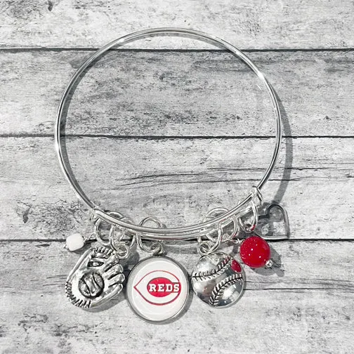 Cincinnati Reds Silver Charm Bracelet