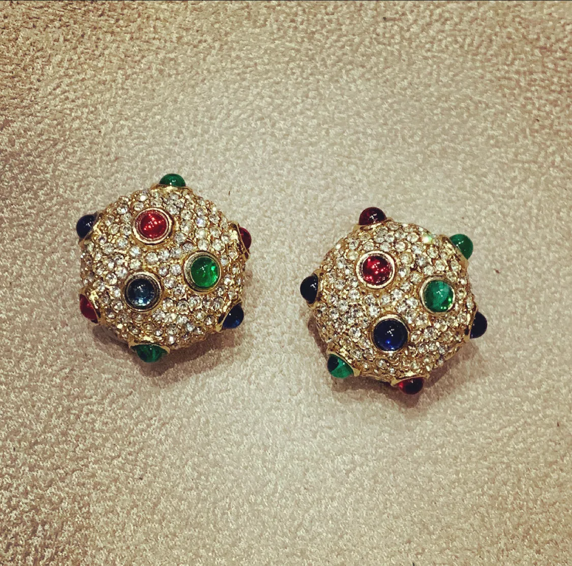 Ciner Multi Coloured dot clip on earrings