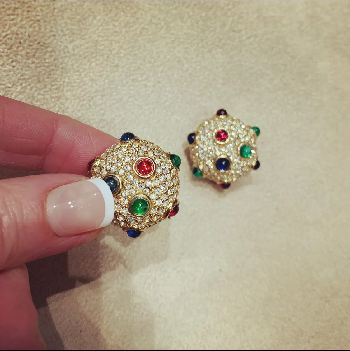 Ciner Multi Coloured dot clip on earrings