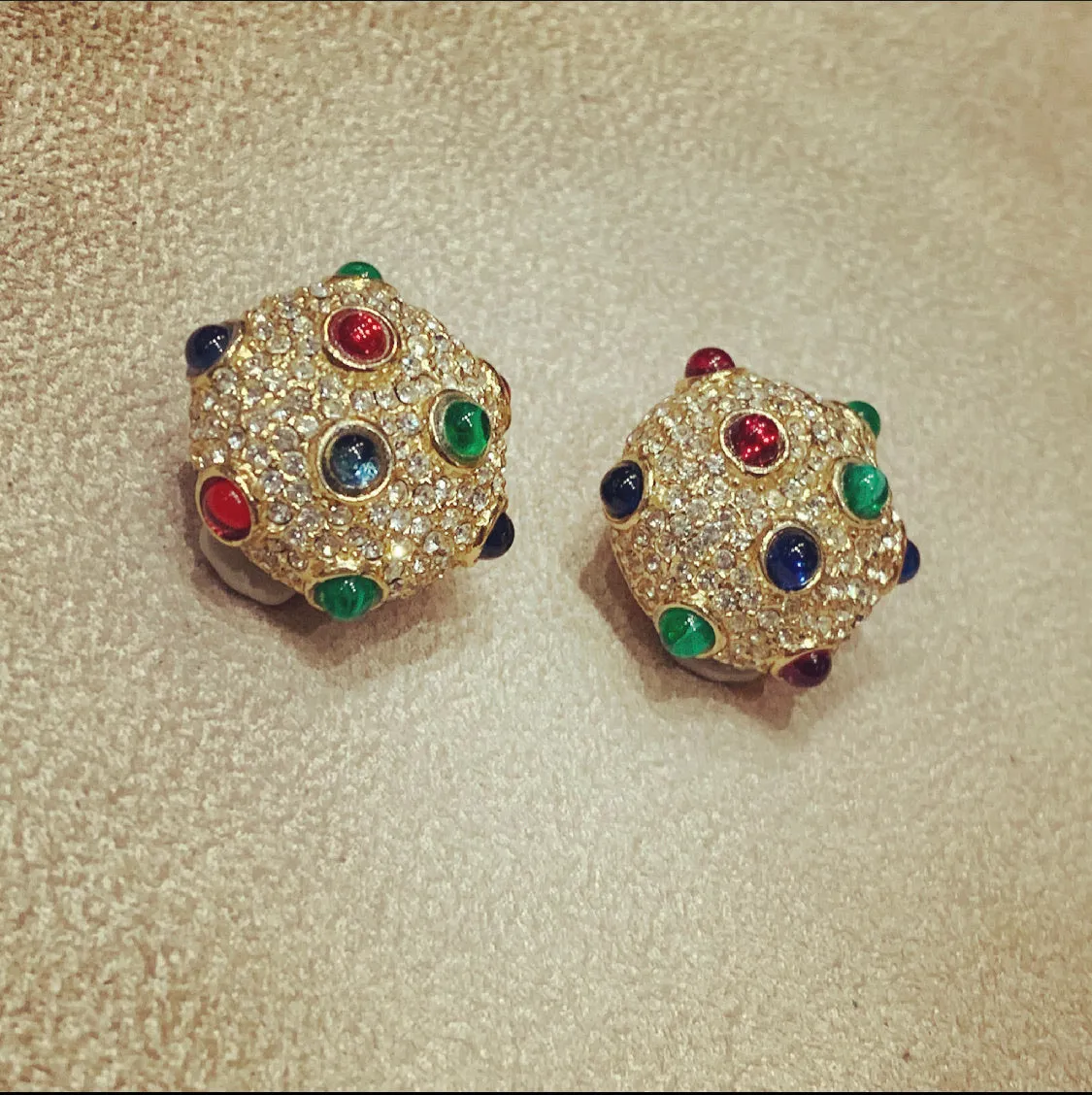 Ciner Multi Coloured dot clip on earrings
