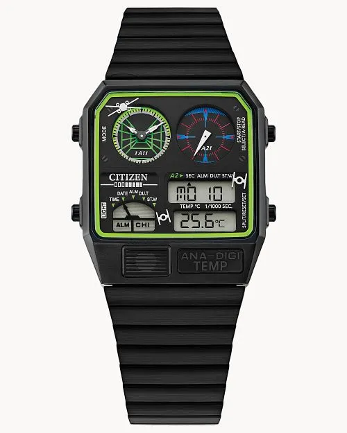 Citizen Trench Run Black Dial Stainless Steel Bracelet Watch JG2109-50W