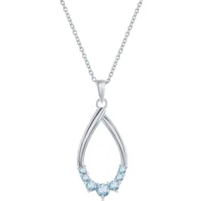 Classic Women's Necklace - Sterling Pear-shaped Sky Blue Topaz Gemstone | M-6950