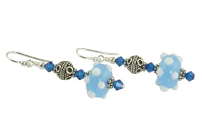 Cobalt Blue Lampwork Bead Earrings