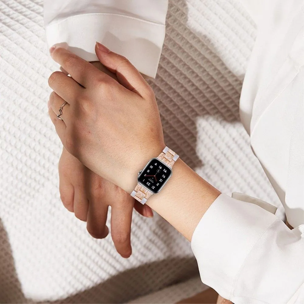 Color splice resin watch strap for Apple Watch (45mm) - Pearl White / Silk White