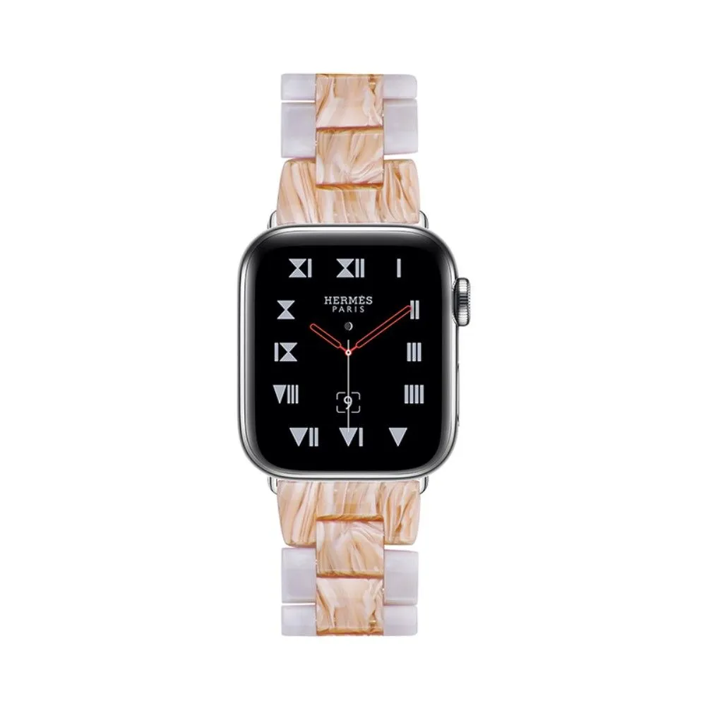 Color splice resin watch strap for Apple Watch (45mm) - Pearl White / Silk White