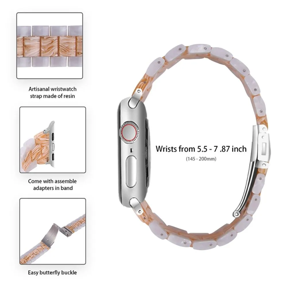 Color splice resin watch strap for Apple Watch (45mm) - Pearl White / Silk White