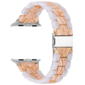 Color splice resin watch strap for Apple Watch (45mm) - Pearl White / Silk White
