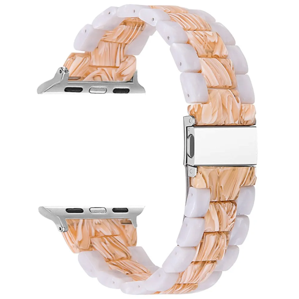 Color splice resin watch strap for Apple Watch (45mm) - Pearl White / Silk White