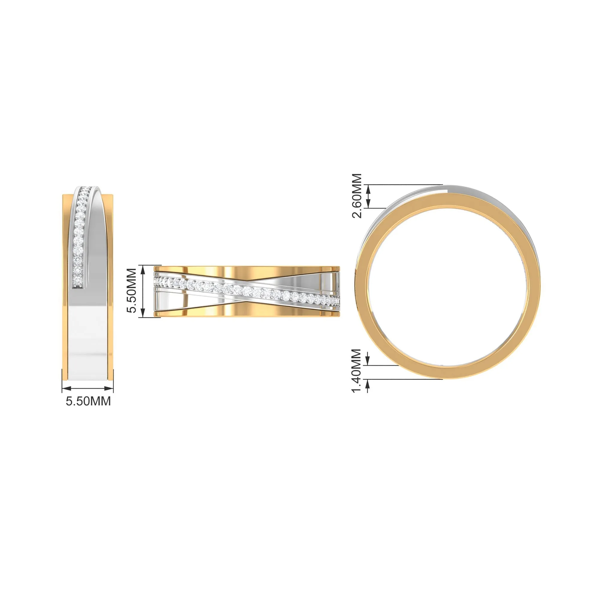 Contemporary Diamond Two Tone Band Ring