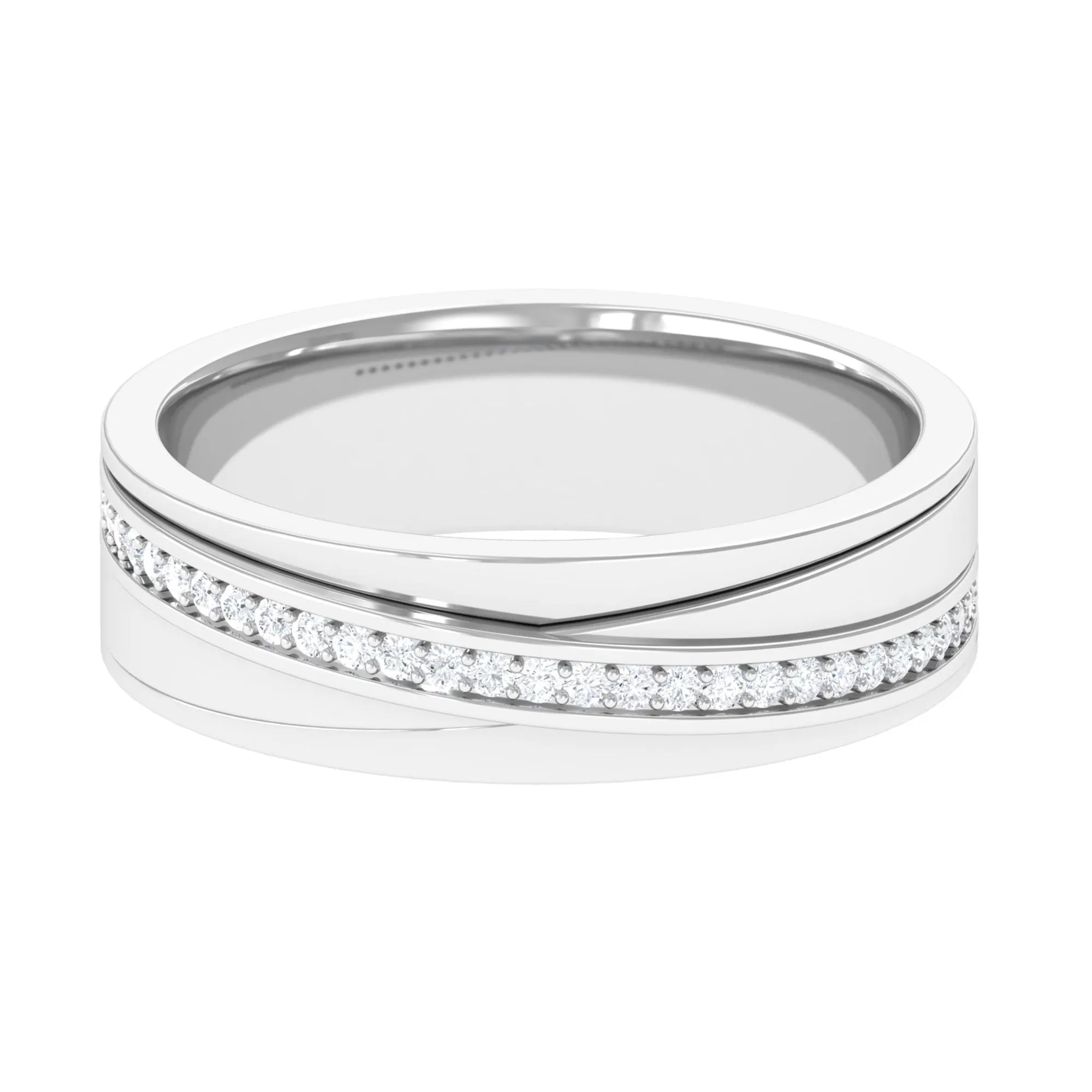 Contemporary Diamond Two Tone Band Ring