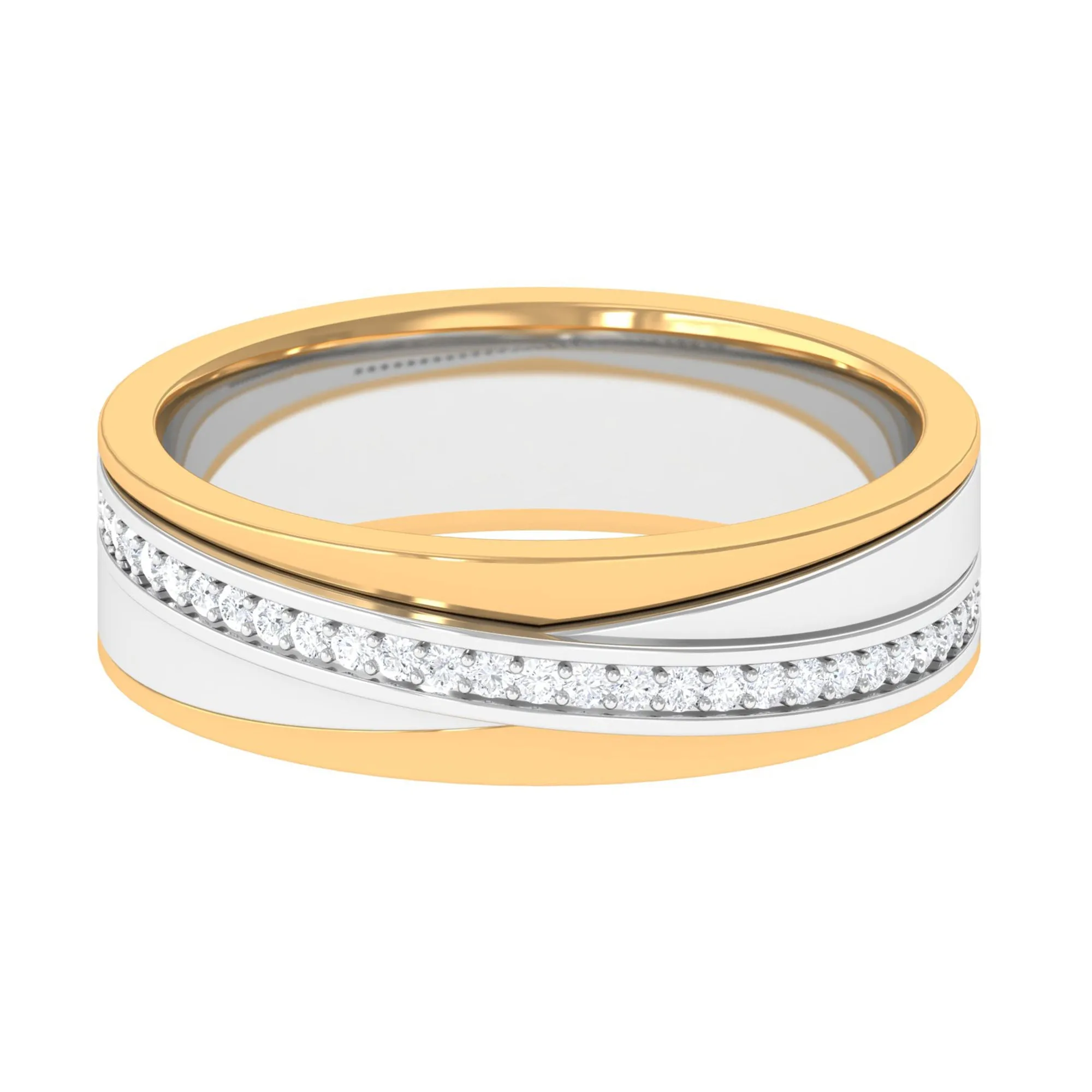 Contemporary Diamond Two Tone Band Ring