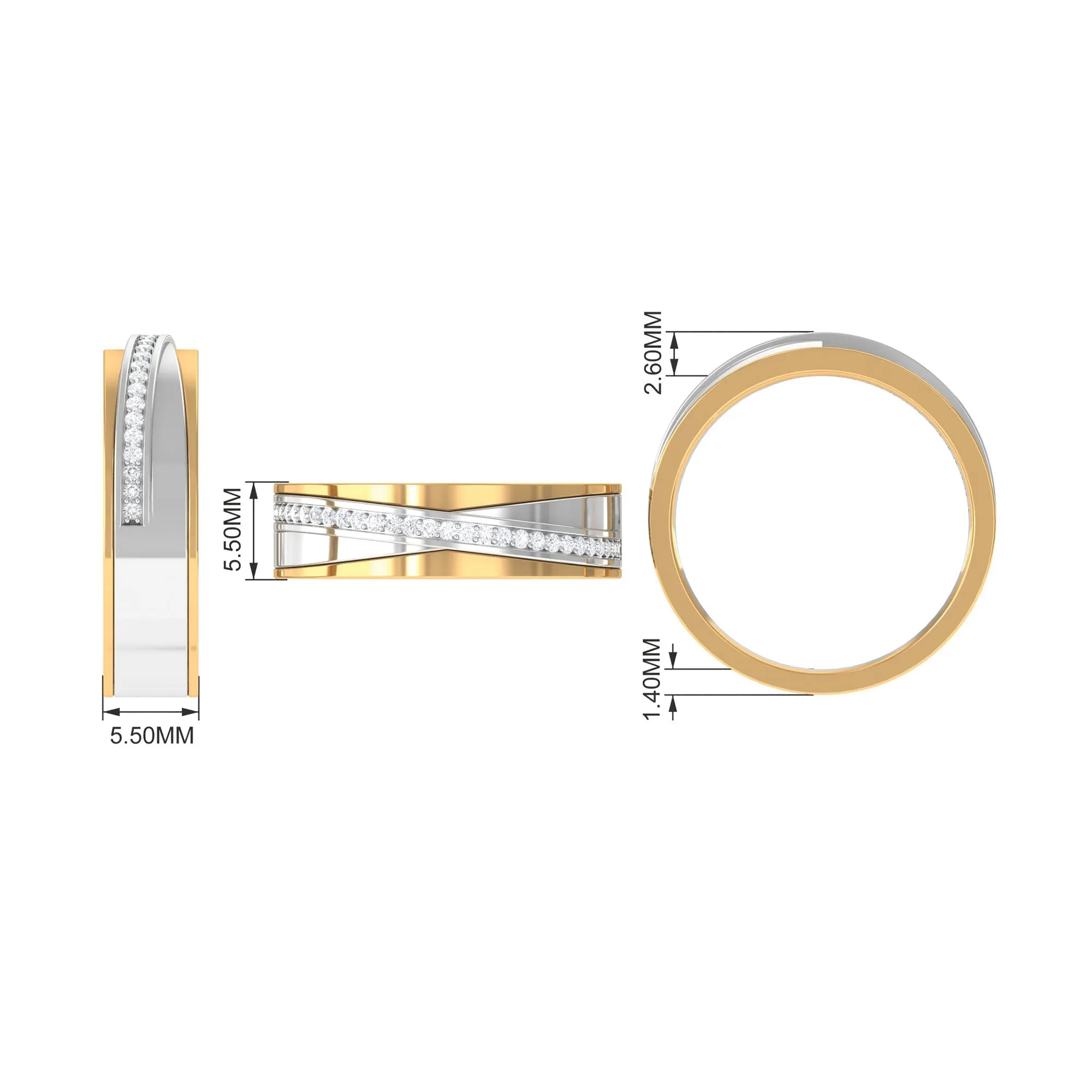 Contemporary Diamond Two Tone Band Ring