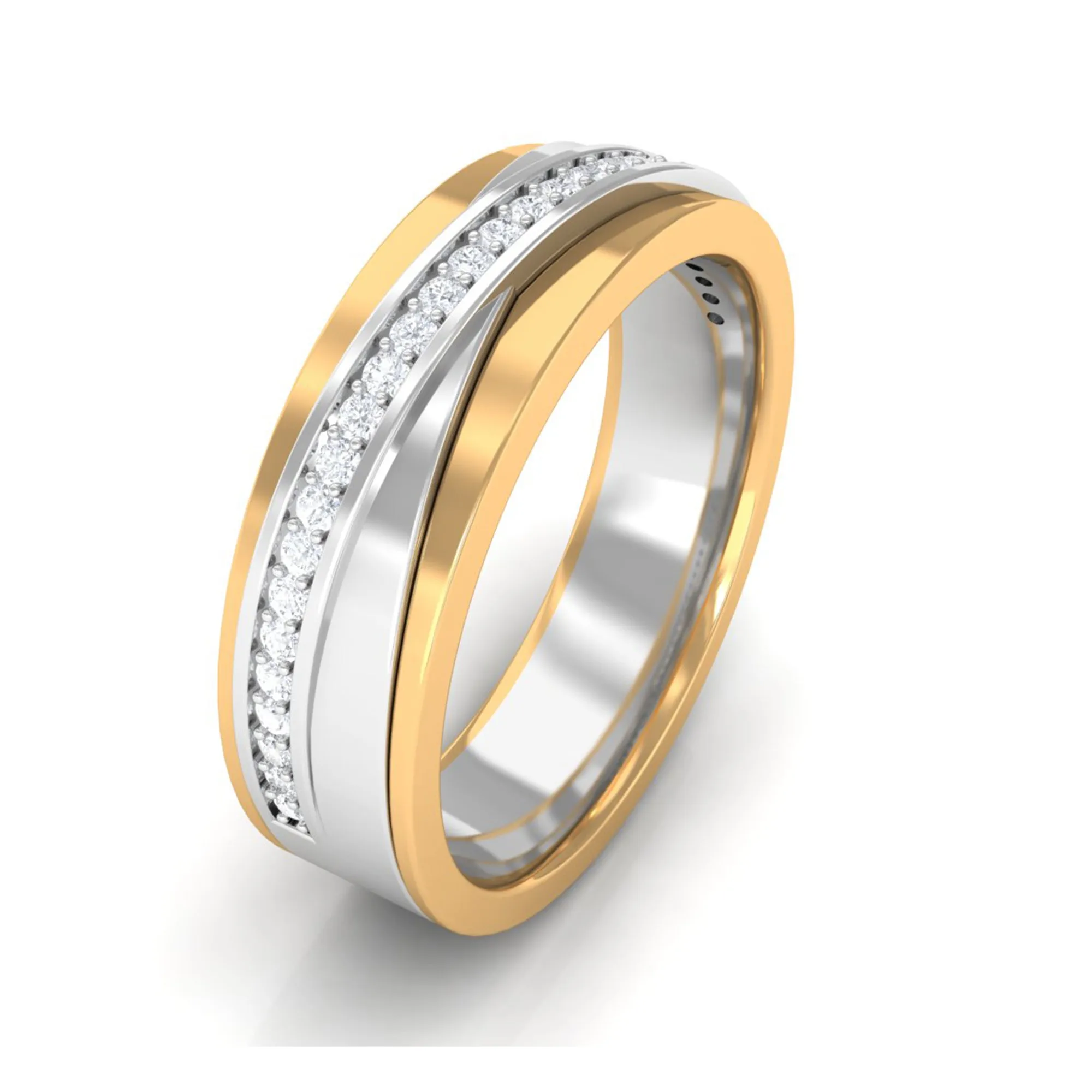 Contemporary Diamond Two Tone Band Ring