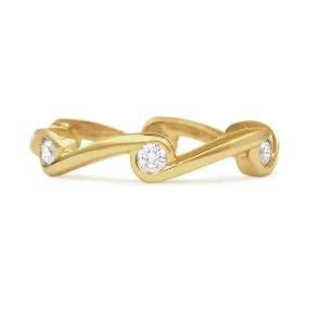 Contour Wave Diamond and Yellow Gold Stack Band