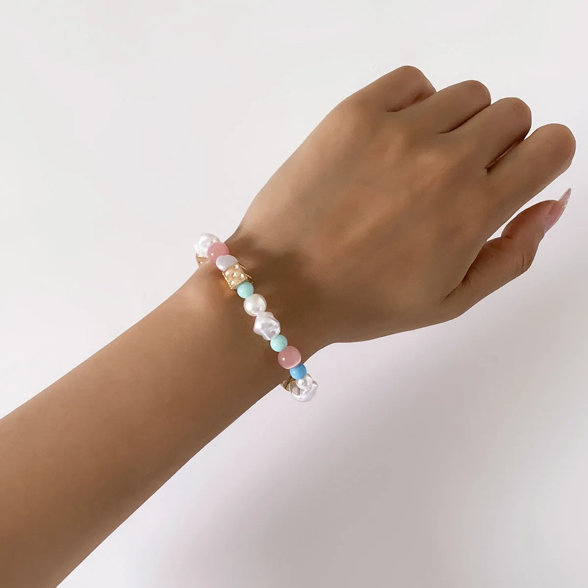 Contrasting Color Stretch Acrylic Square Bracelet