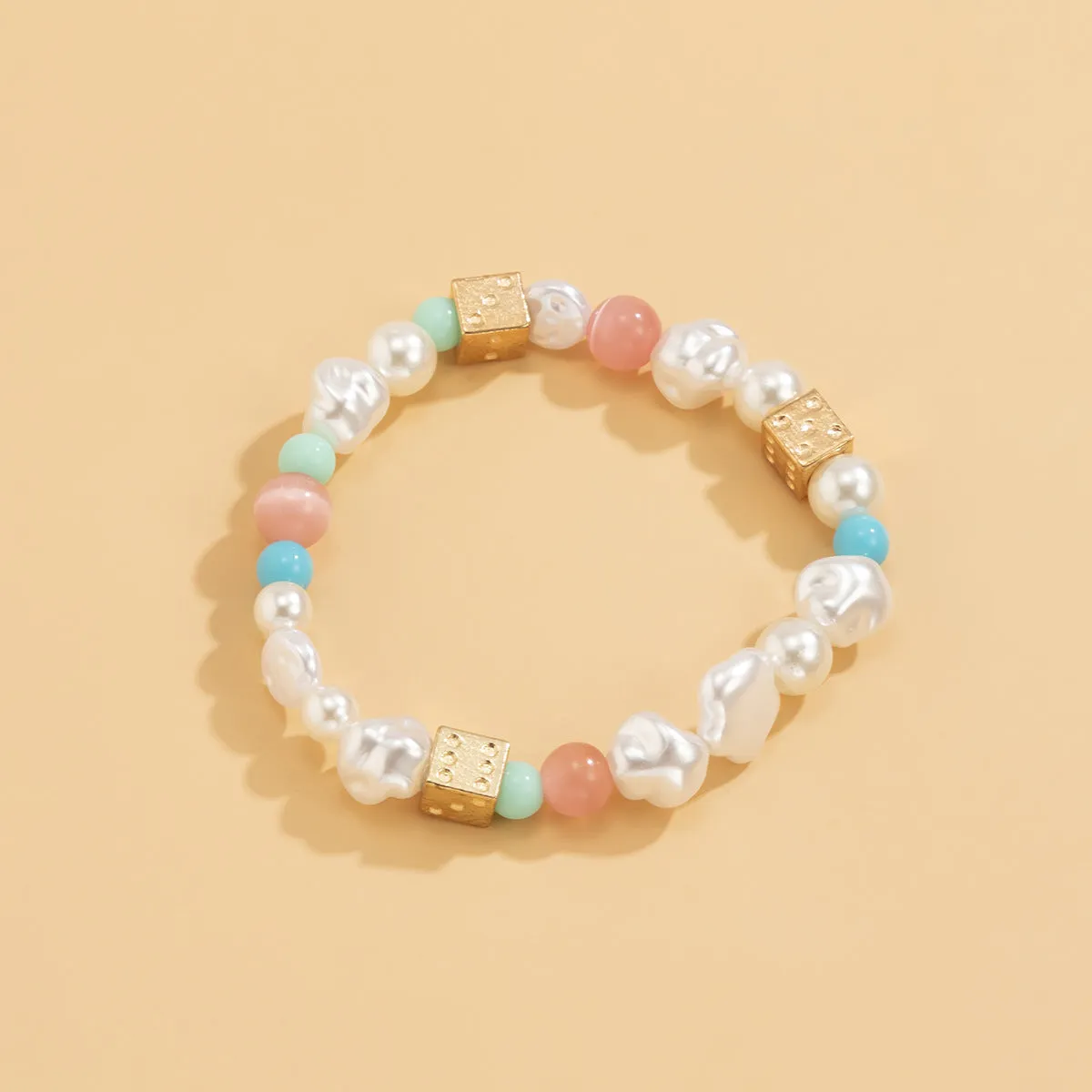 Contrasting Color Stretch Acrylic Square Bracelet