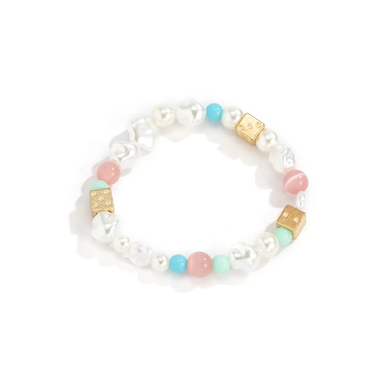 Contrasting Color Stretch Acrylic Square Bracelet