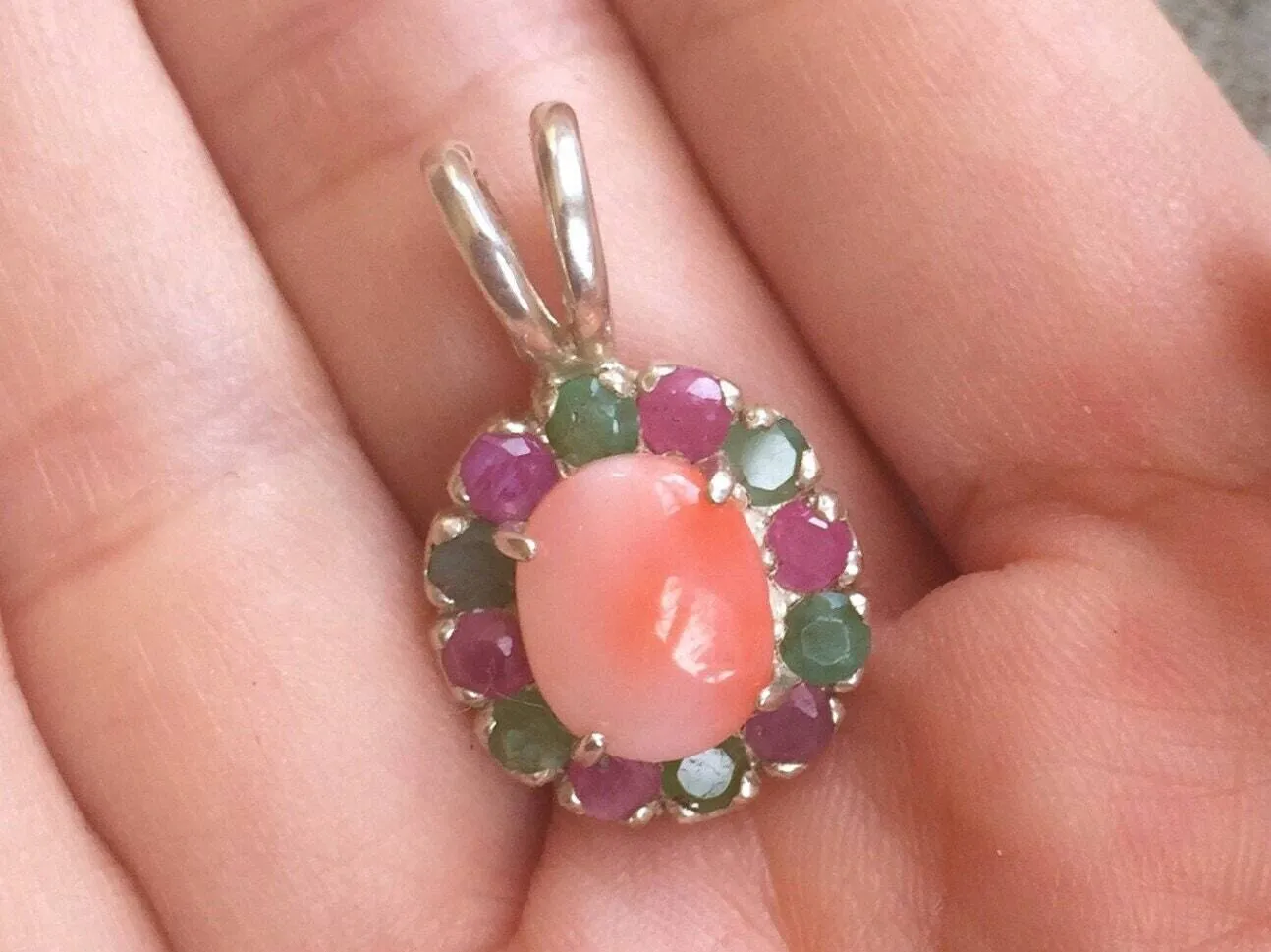 Coral Necklace - Statement Flower Pendant - Mothers Birthstone Necklace