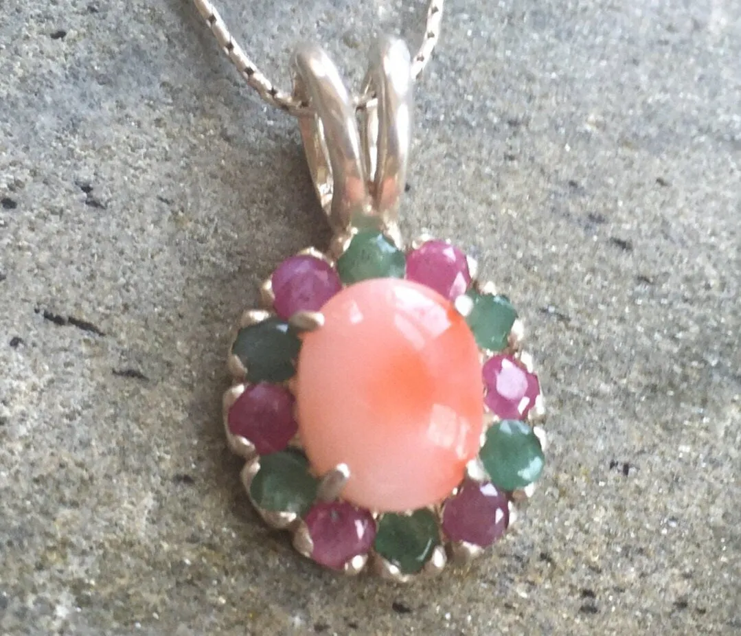 Coral Necklace - Statement Flower Pendant - Mothers Birthstone Necklace
