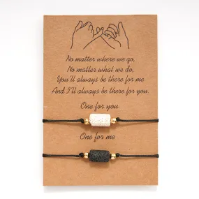 Creative Wax Thread Braided Volcanic Stone Bracelet For Couples