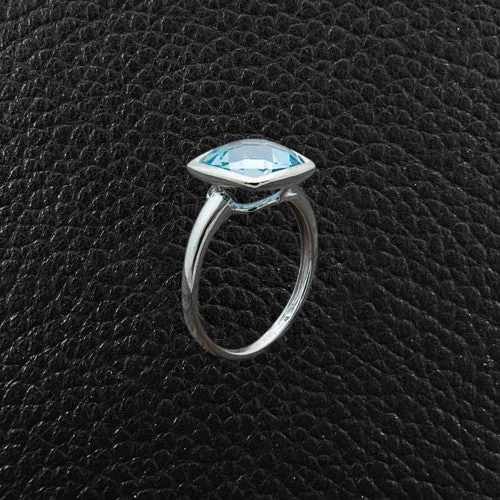 Cushion cut Blue Topaz Ring
