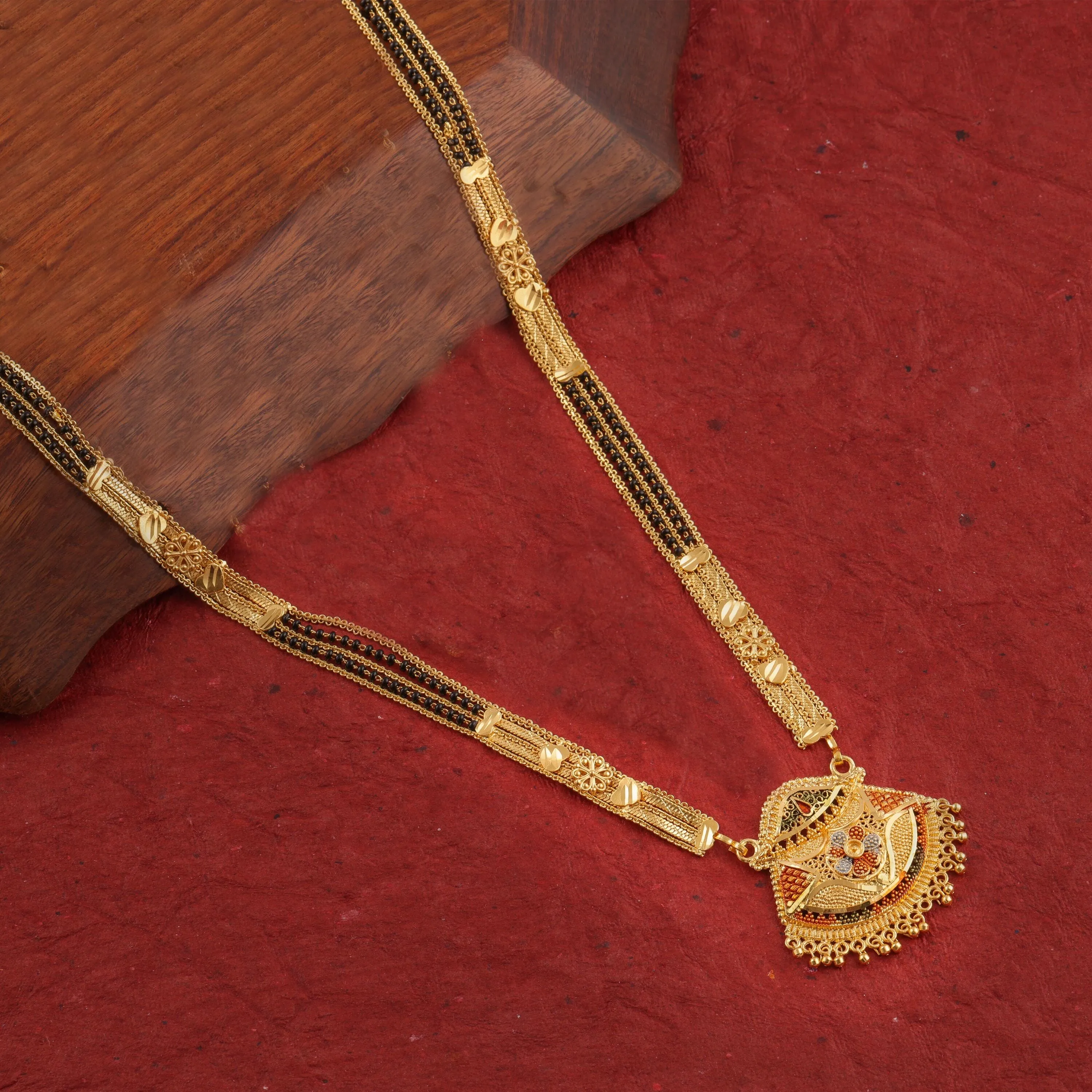 DESIGNER MANGALSUTRA SET FOR WOMEN MATERIAL: SOLID MOTI AND MAZZAK Adjustable Alloy Gold Plated