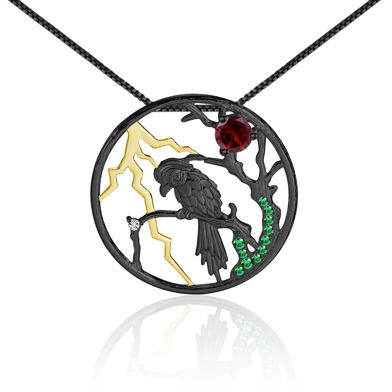 Designer Premium Natural Bird Pendant Design Natural Topaz Silver Necklace for Women