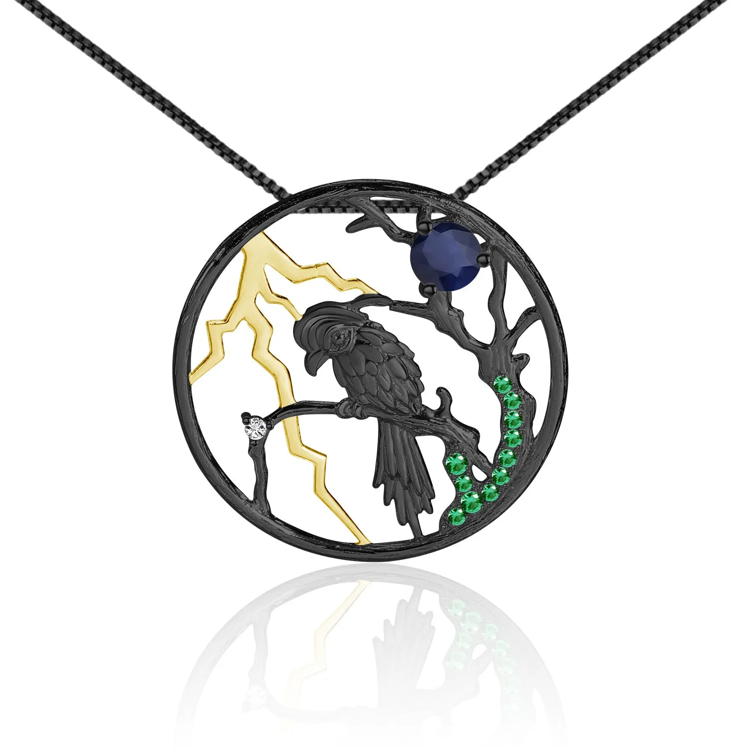 Designer Premium Natural Bird Pendant Design Natural Topaz Silver Necklace for Women