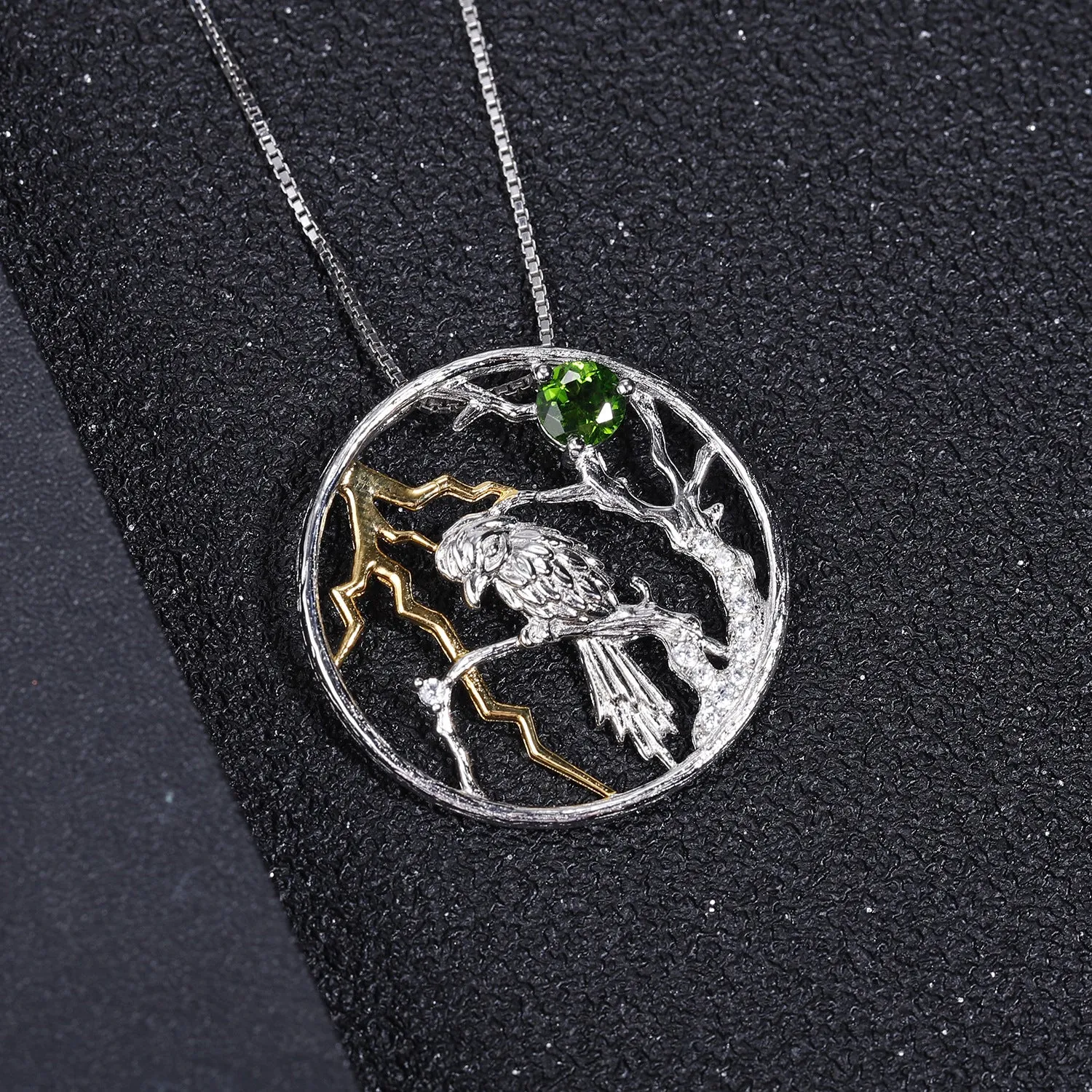 Designer Premium Natural Bird Pendant Design Natural Topaz Silver Necklace for Women