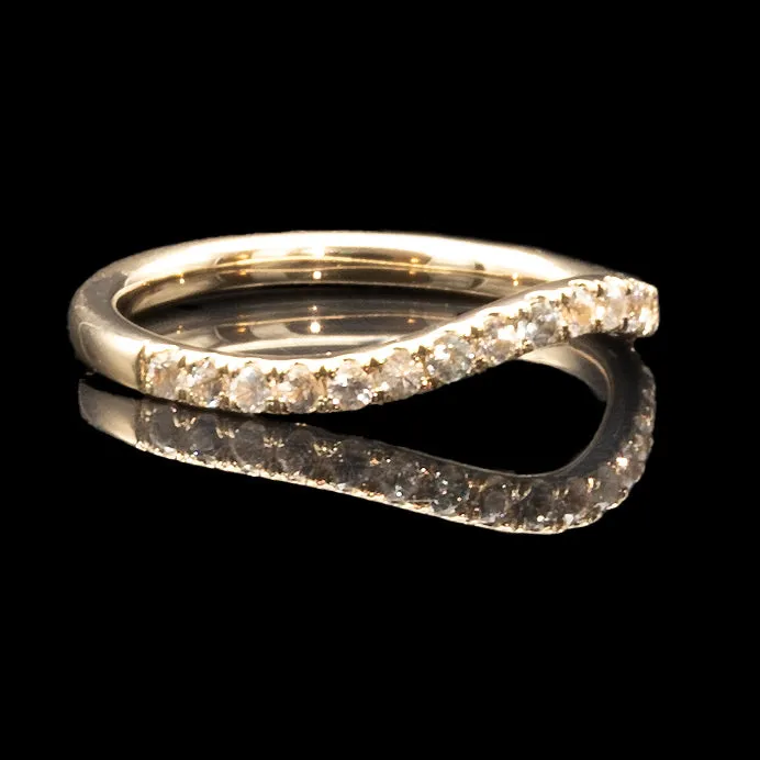 Diamond Chevron Wedding Band Curved