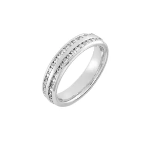Double Row Channel Set Brilliant Cut Full Diamond Band