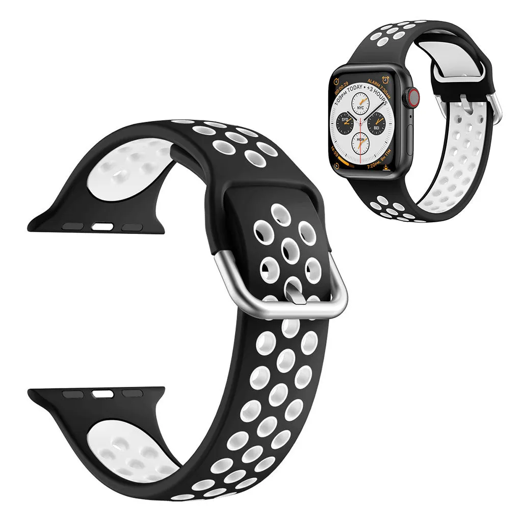 Dual color silicone watch band for Apple Watch Series 6 / 5 40mm - Black / White