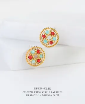 EDEN   ELIE Celestia Prism Circle Earrings - Amazonite   Bamboo Coral