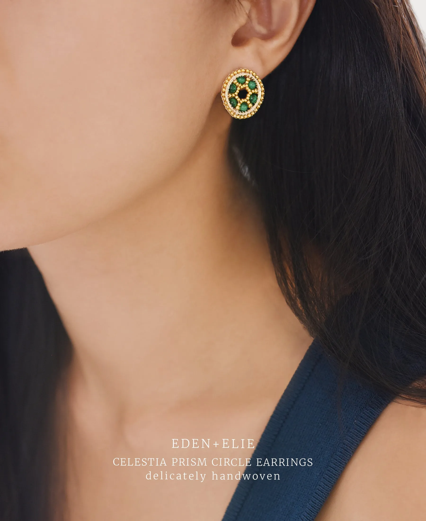 EDEN   ELIE Celestia Prism Circle Earrings - Amazonite   Bamboo Coral