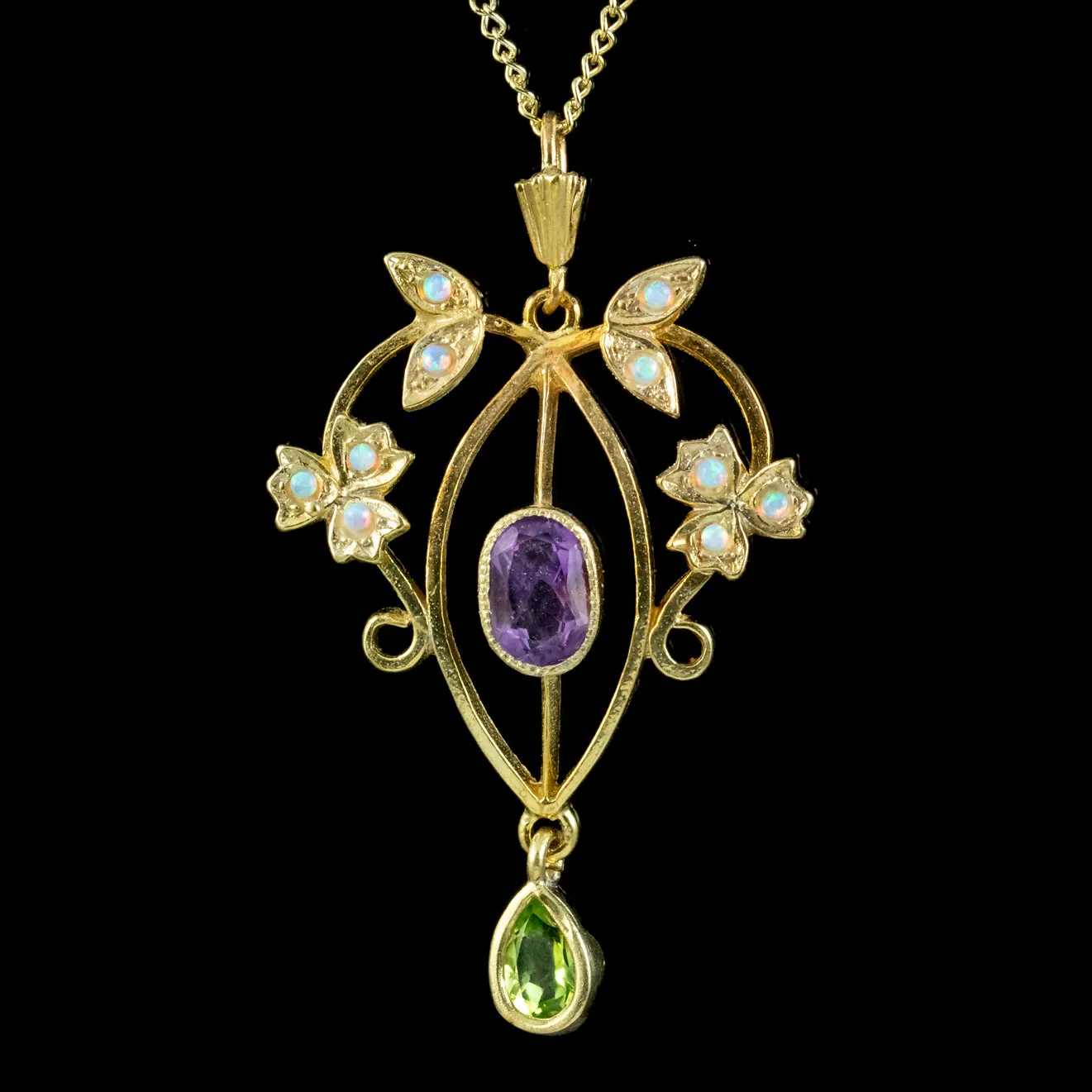 Edwardian Suffragette Style Pendant Necklace Sterling Silver 18ct Gold Gilt