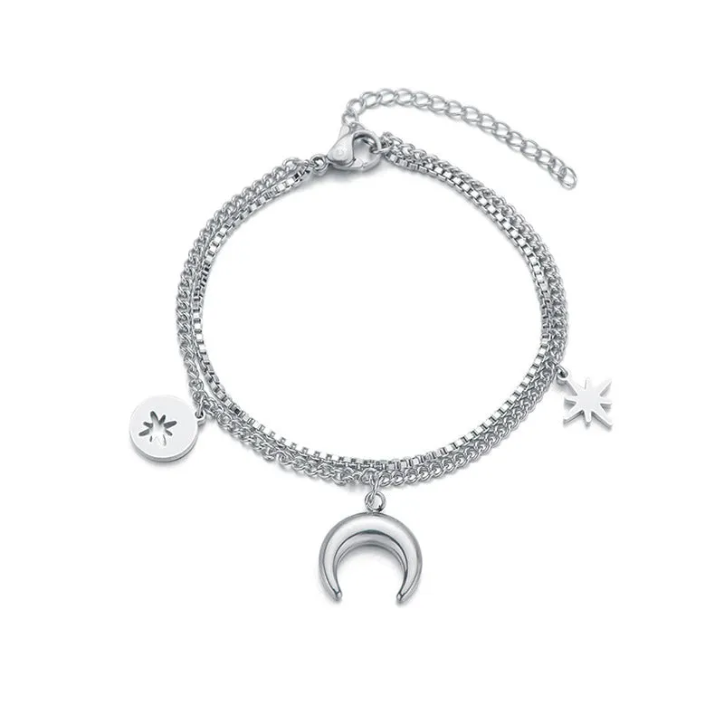 Eight-pointed Star Pendant Double-layer Titanium Steel Non-fading Bracelet