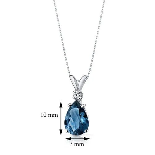 Elegant 3.00 CTW Topaz & Diamond Teardrop Solitaire Pendant in .925 Sterling Silver