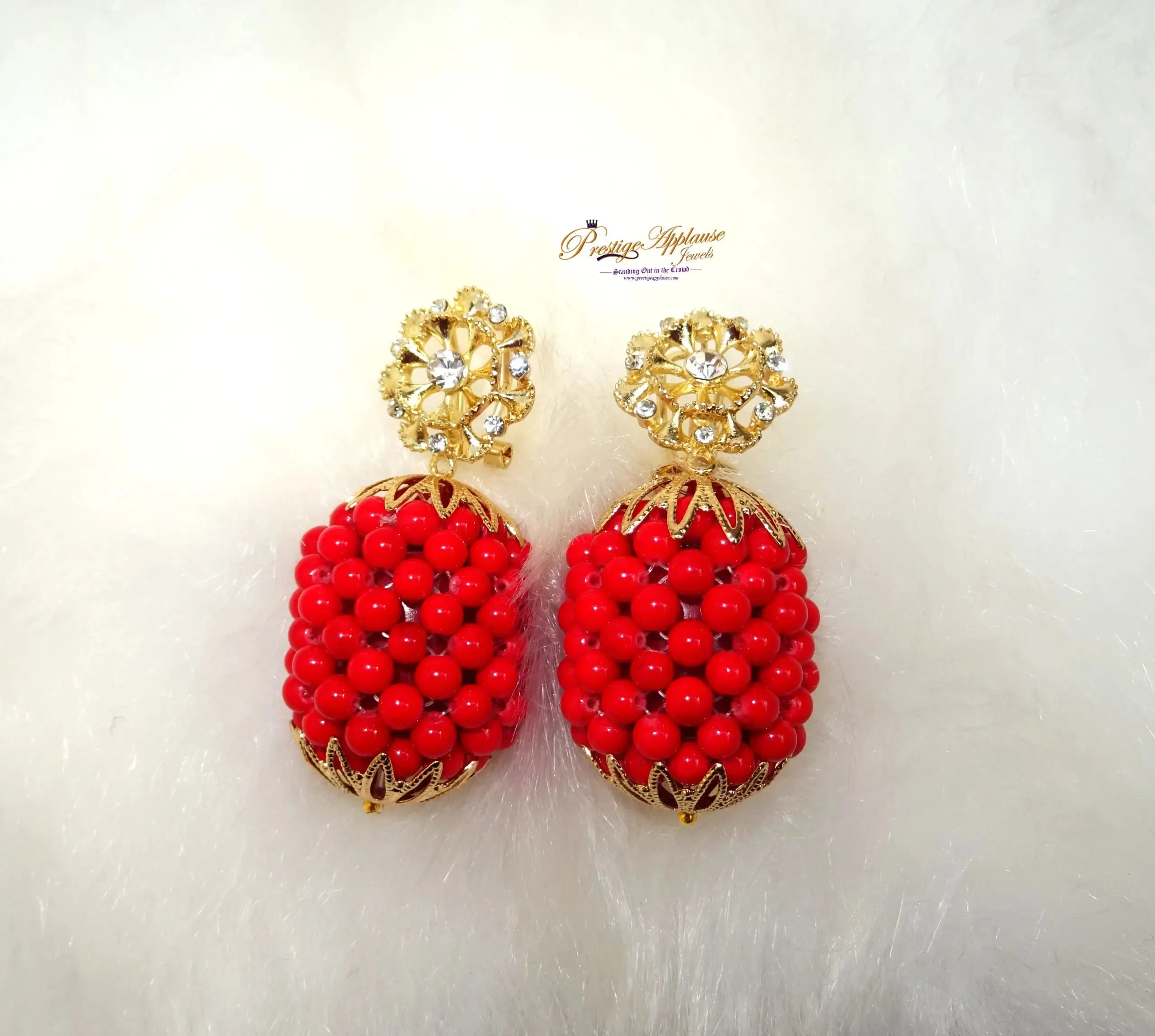 Elongated Beautiful Mixed Traditional Red Coral Style Beads Necklace Set