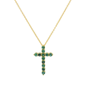 Emerald Cross Necklace