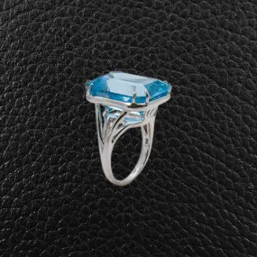 Emerald cut Blue Topaz Ring
