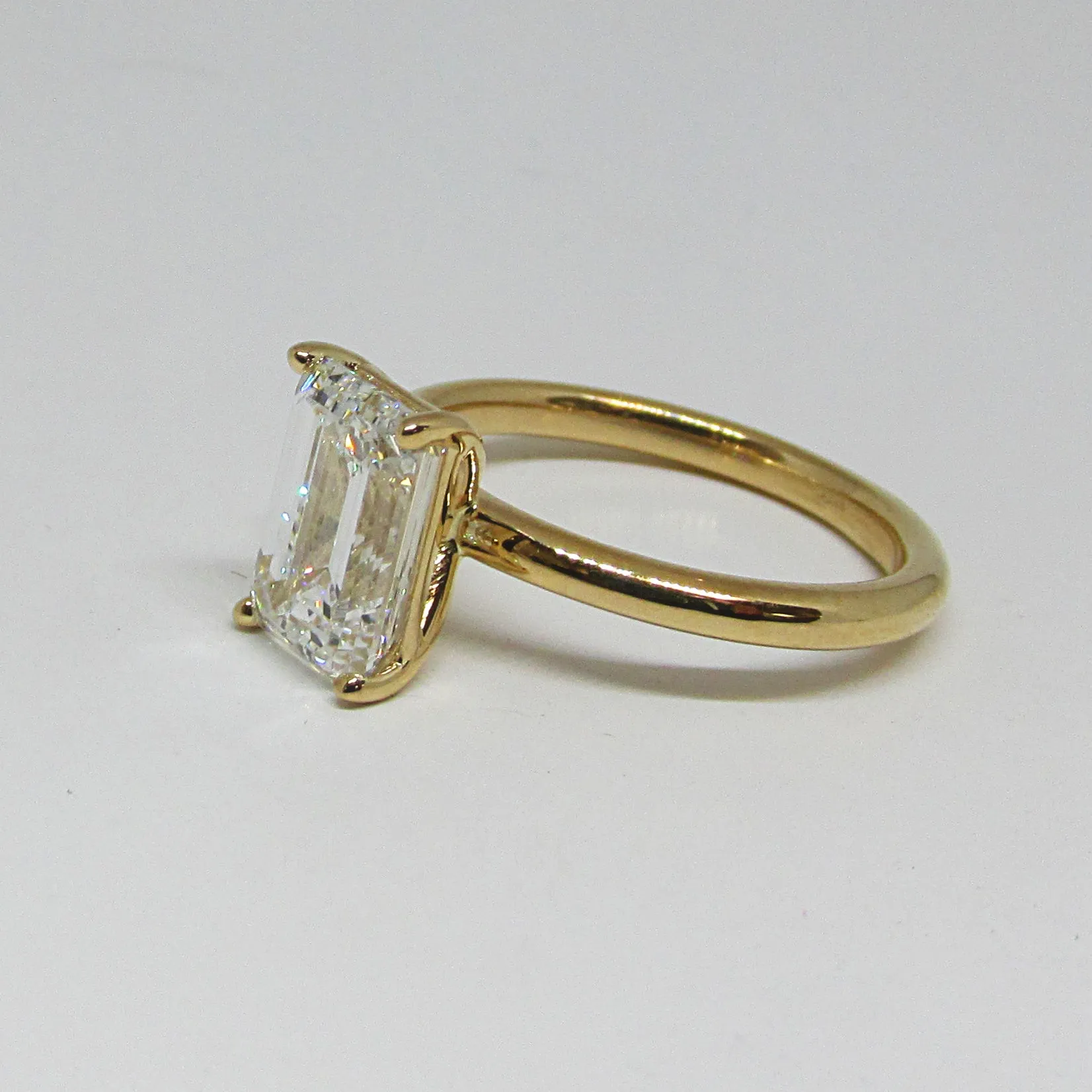 Emerald Cut Diamond Engagement Ring one Side Stone 2.43ctw