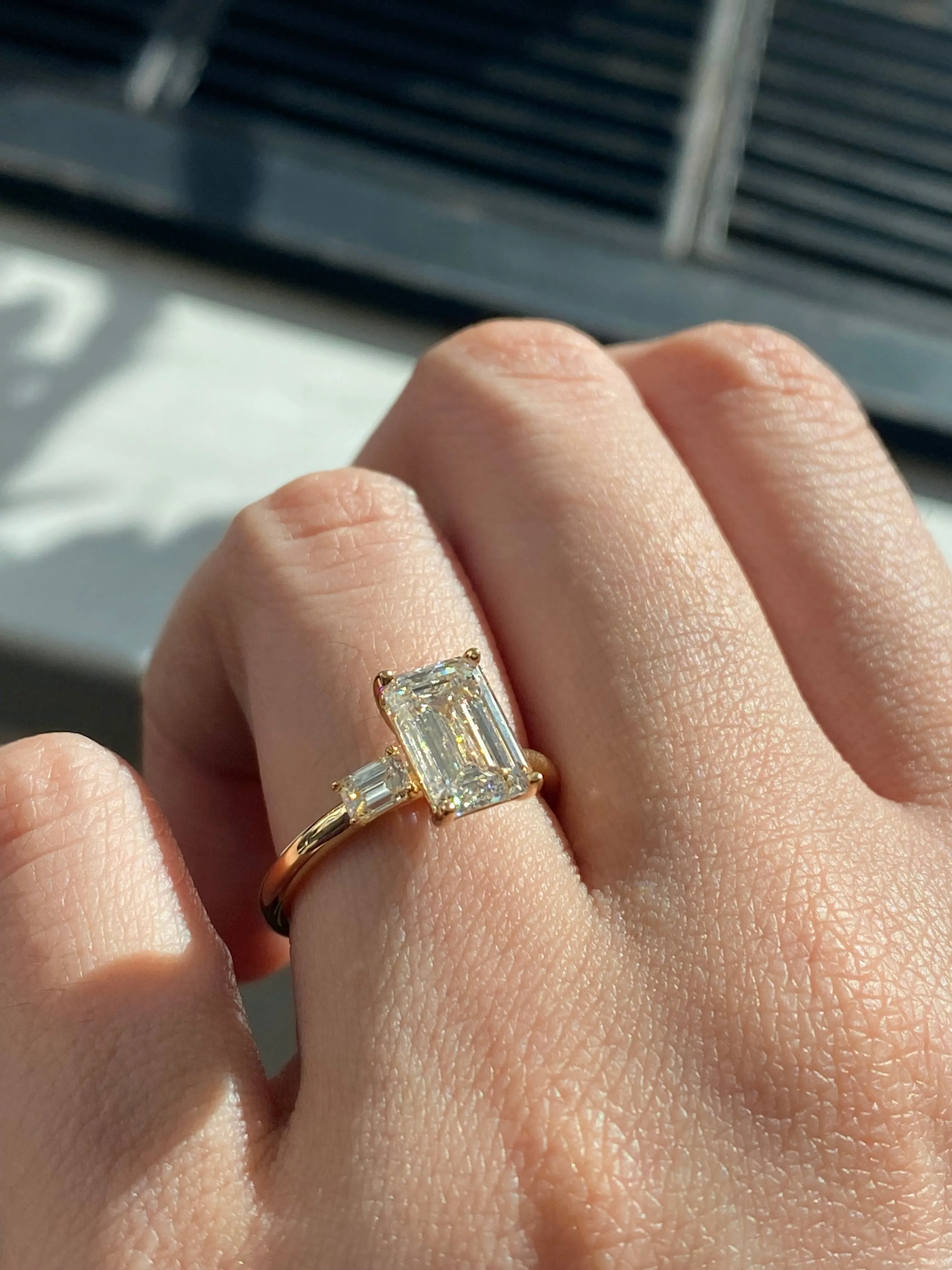 Emerald Cut Diamond Engagement Ring one Side Stone 2.43ctw
